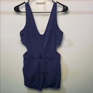 Denim romper with pockets